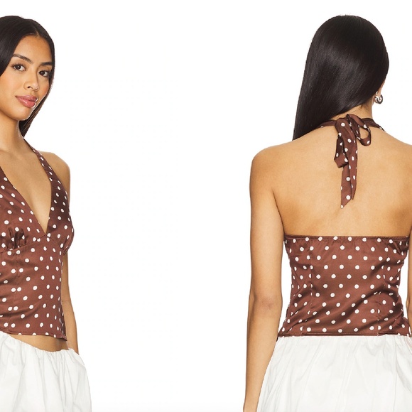NWT Vivan Halter Top MORE TO COME (Brown Polka Dot) - Picture 3 of 5